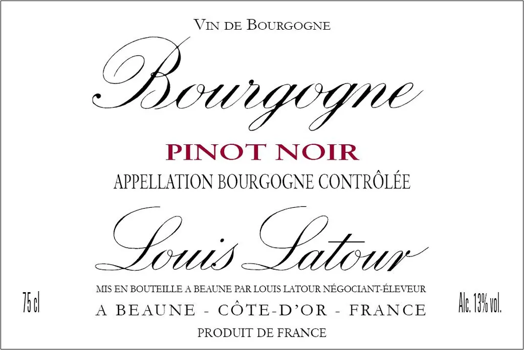 Bourgogne Pinot Noir Bottle