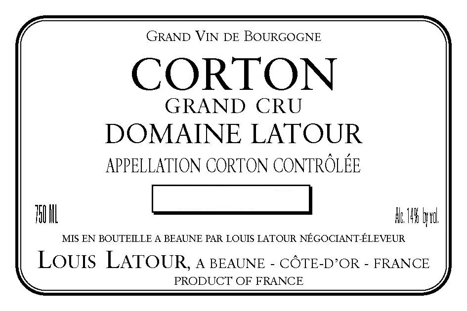 Corton Grand Cru Domaine Latour Bottle