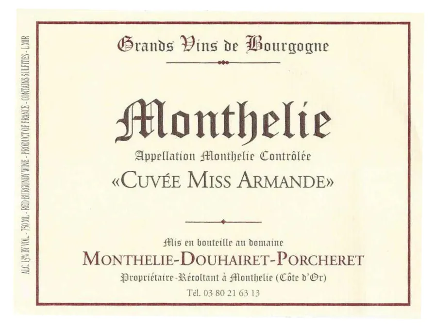 Cuvee Miss Armande Premier Cru Bottle