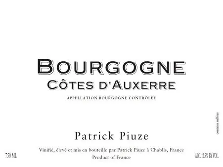 Bourgogne Cotes d'Auxerre Blanc Bottle