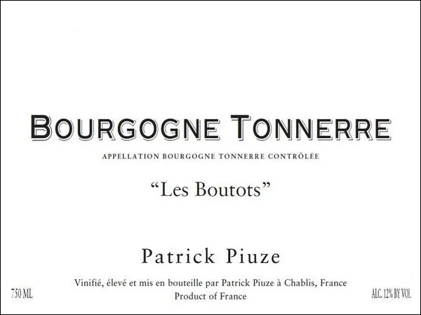 Bourgogne Tonnerre Les Boutots Bottle