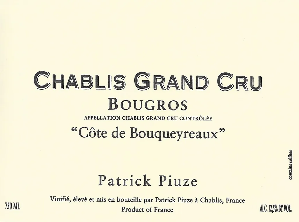 Chablis Grand Cru Bougros Cote de Bouqueyreaux Bottle