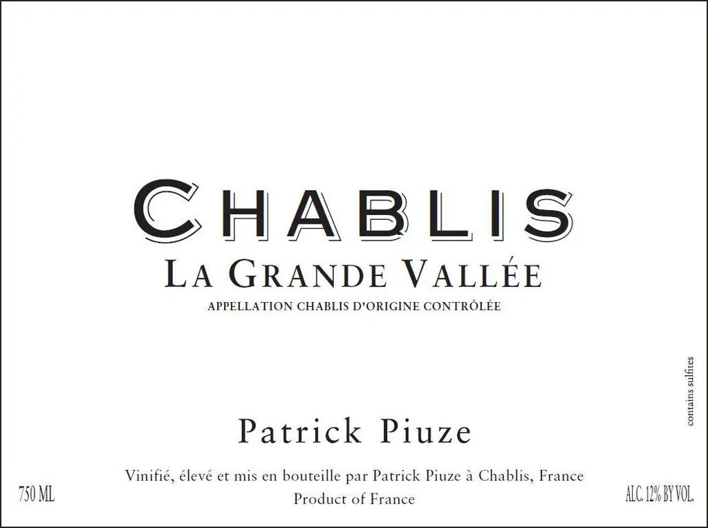 Chablis La Grande Vallee Bottle