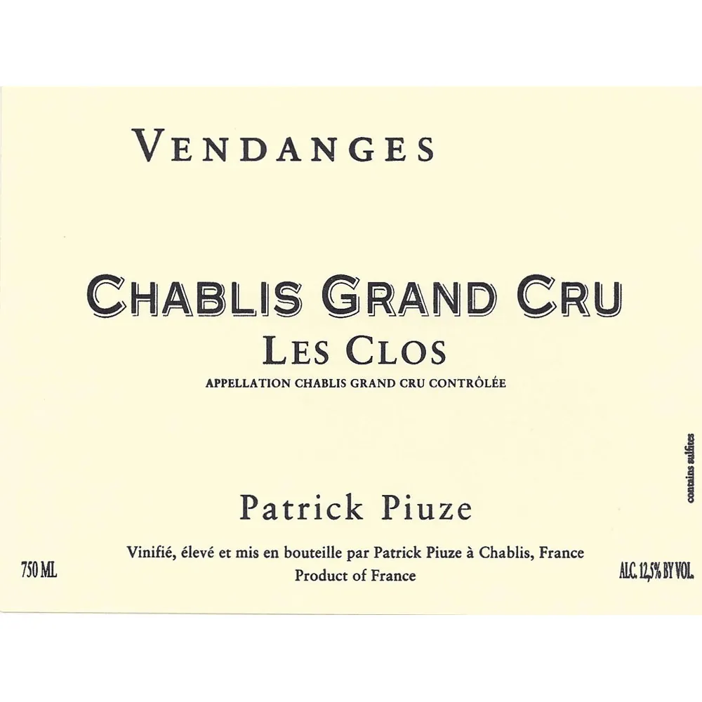 Chablis Les Clos Grand Cru Bottle