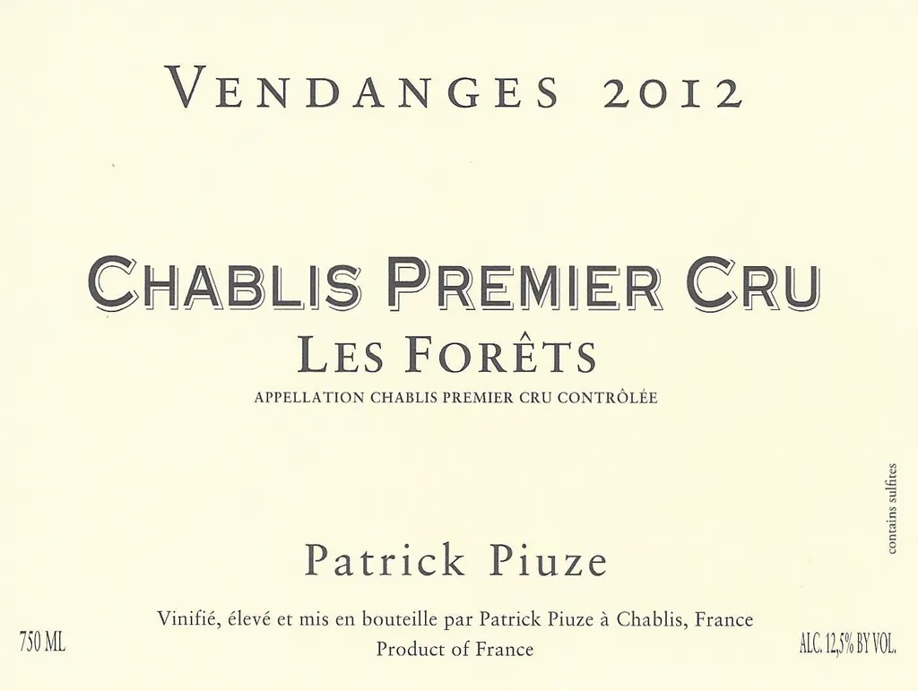 Chablis Les Forets Premier Cru Bottle