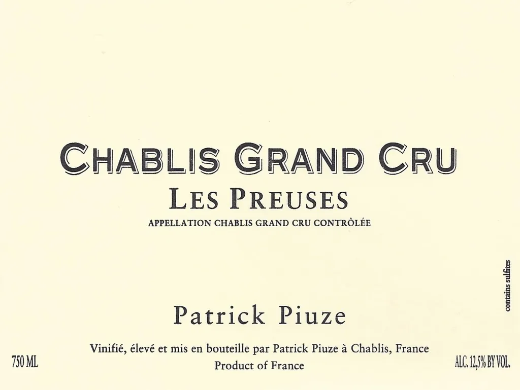Chablis Les Preuses Grand Cru Bottle