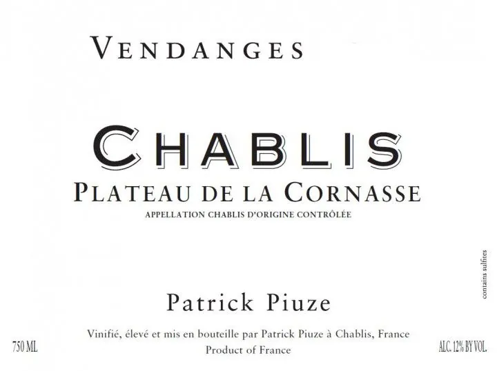 Chablis Plateau de la Cornasse Bottle