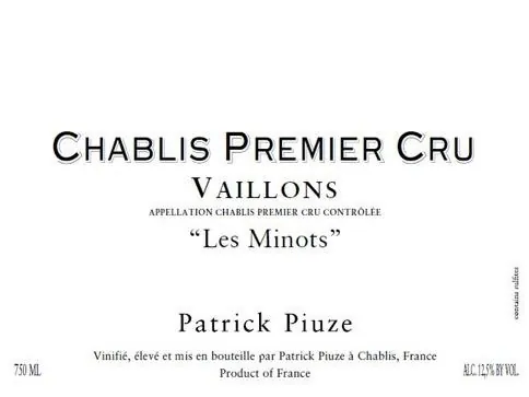 Chablis Vaillons Les Minots Premier Cru Bottle