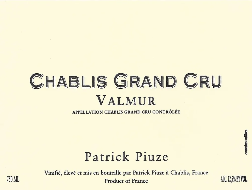 Chablis Valmur Grand Cru Bottle