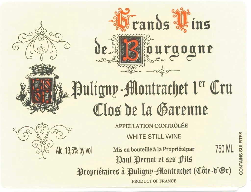 Puligny-Montrachet Clos de la Garenne Premier Cru Bottle