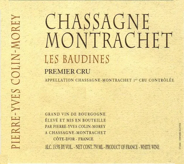 Chassagne Montrachet Les Baudines Premier Cru Bottle