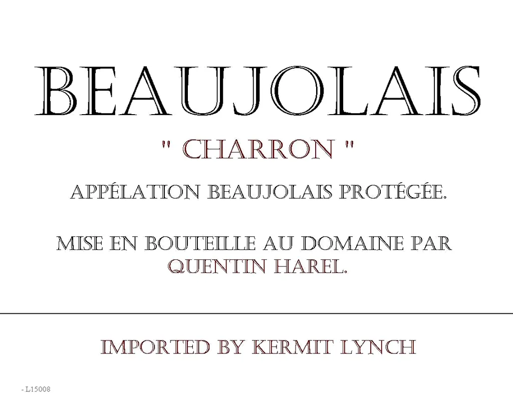 Beaujolais Charron Bottle