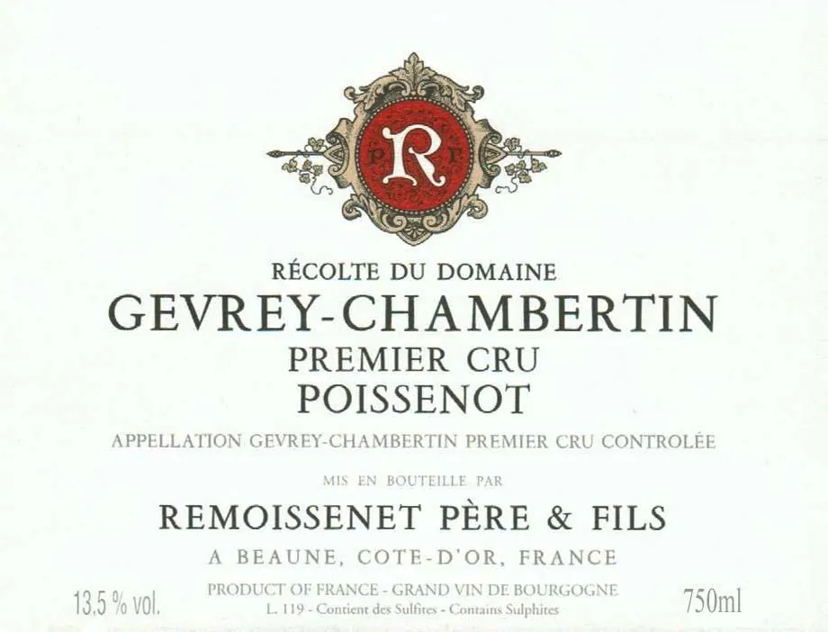 Gevrey-Chambertin Poissenot Premier Cru Bottle