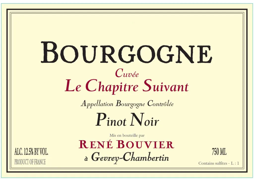 Bourgogne Rouge Cuvee Chapitre Suivant Bottle