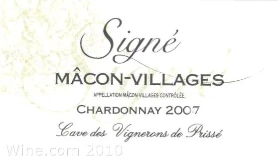 Macon Villages Chardonnay Bottle