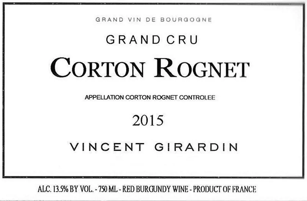 Corton Rognet Grand Cru Bottle