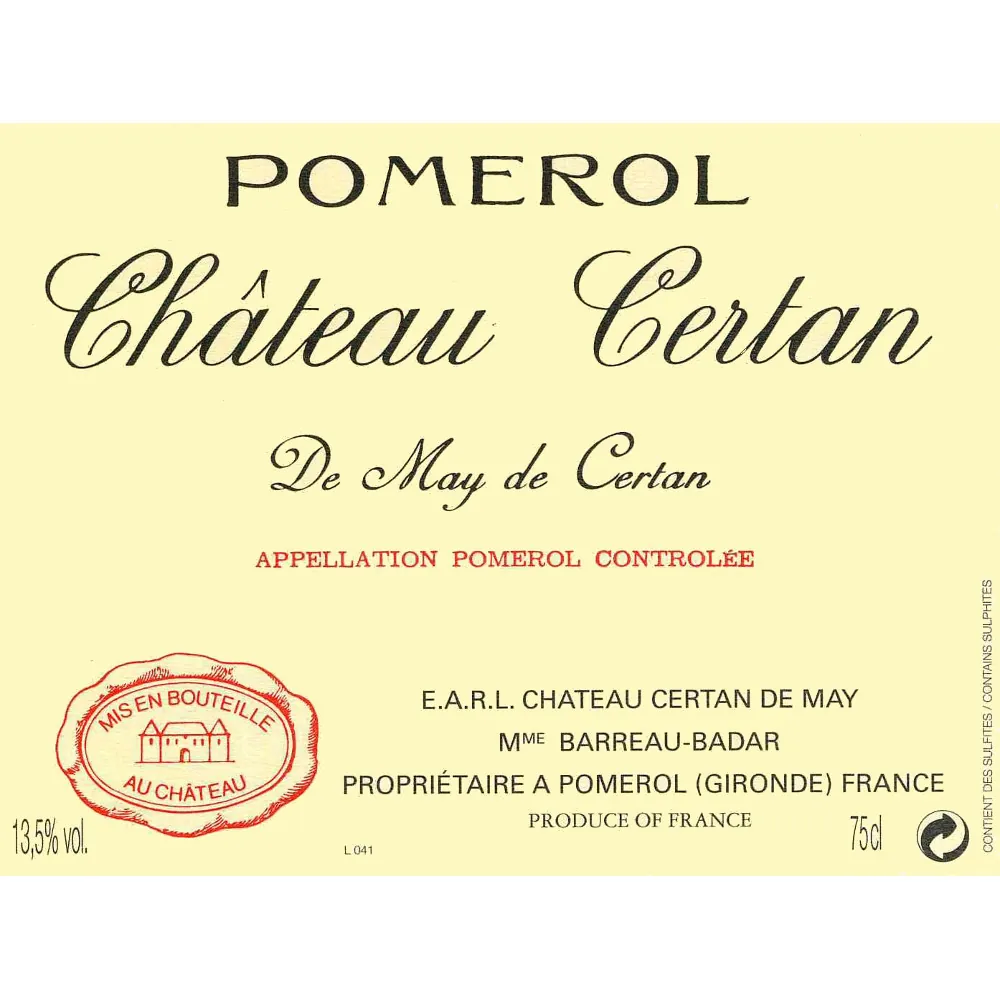 Chateau Certan de May Bottle