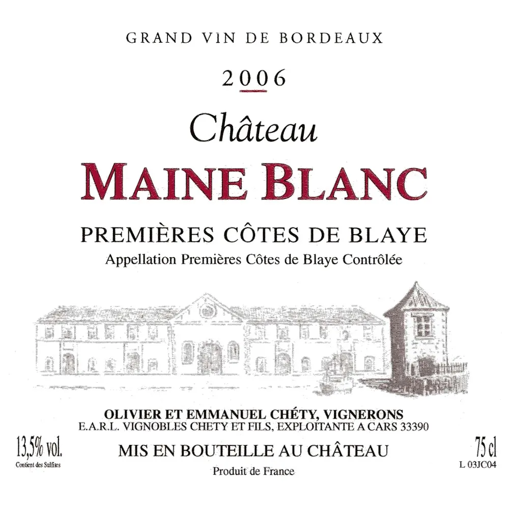 Chateau Maine Blanc Bottle