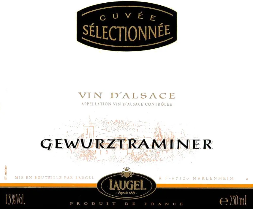 Alsace Cuvee Selectionnee Gewurztraminer Bottle