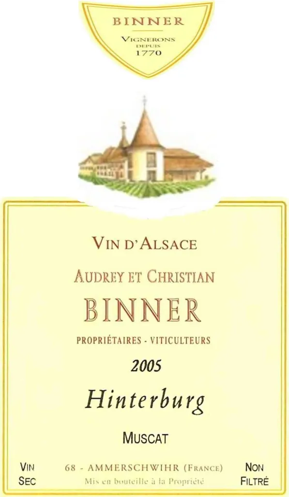 Alsace Hinterburg Muscat Bottle