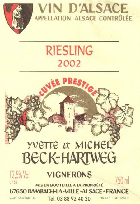 Alsace Cuvee Prestige Riesling Bottle