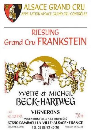 Alsace Frankstein Grand Cru Riesling Bottle