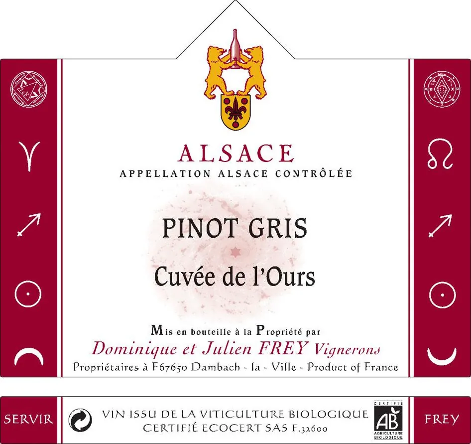 Alsace Cuvee de L'Ours Pinot Gris Bottle