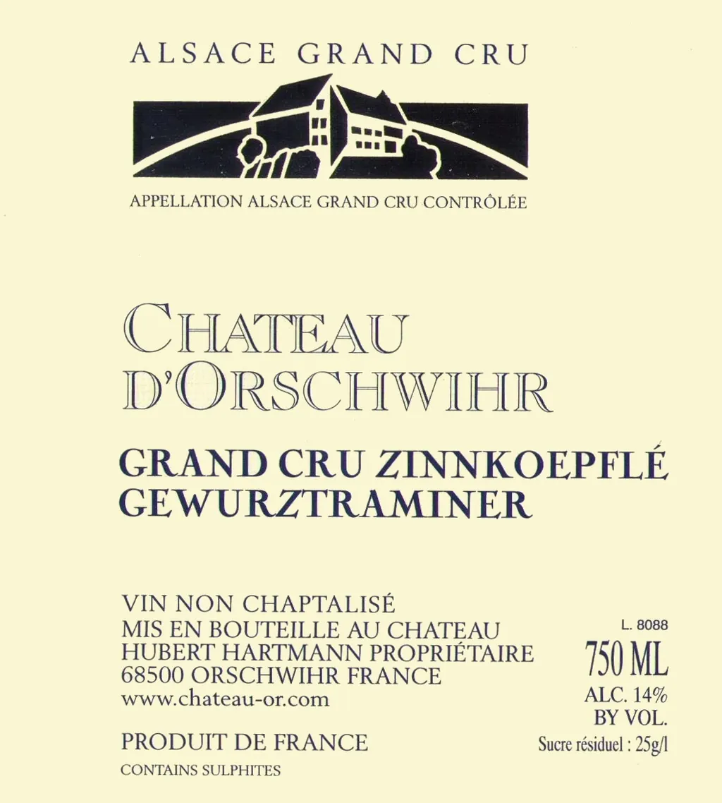 Alsace Zinnkoepfle Grand Cru Gewurztraminer Bottle