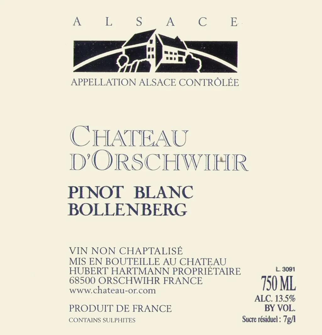 Bollenberg Pinot Blanc Bottle