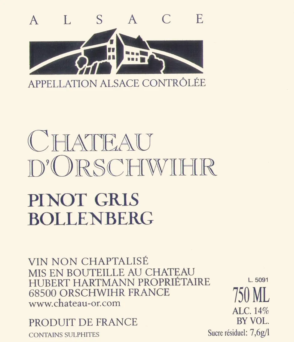 Bollenberg Pinot Gris Bottle