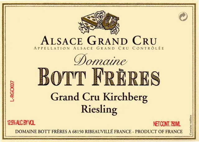 Alsace Grand Cru Kirchberg Riesling Bottle