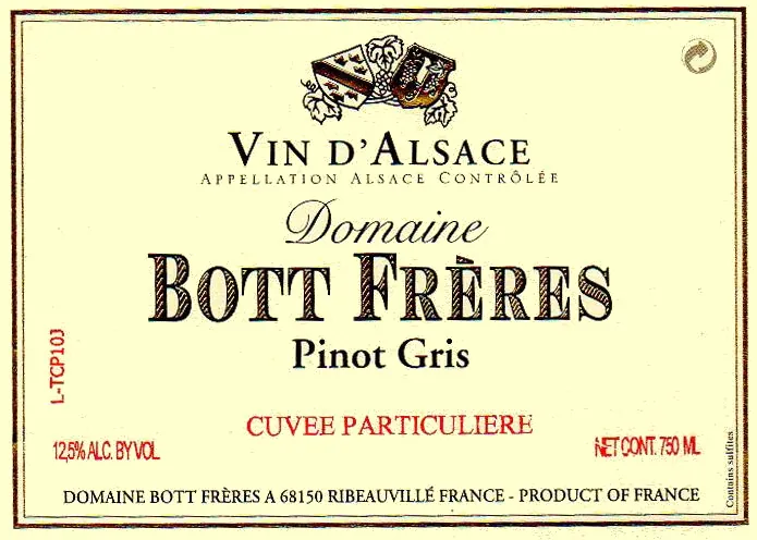 Cuvee Particuliere Pinot Gris Bottle