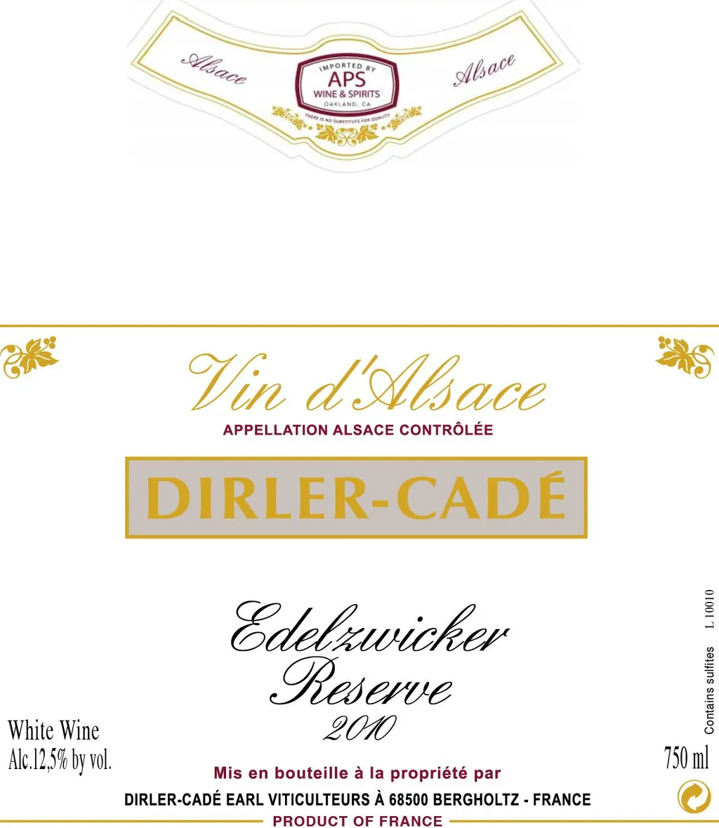 Edelzwicker Reserve Bottle