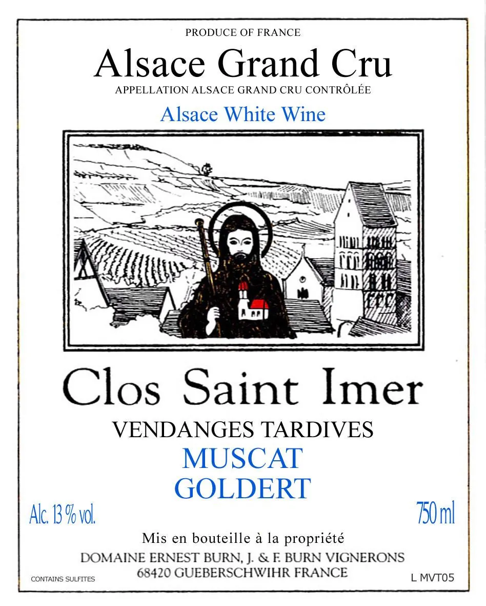 Alsace Clos Saint Imer Goldert Vendanges Tardives Grand Cru Muscat Bottle