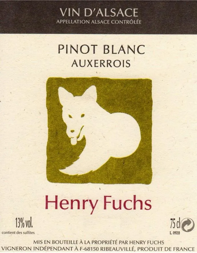 Alsace Auxerrois Pinot Blanc Bottle