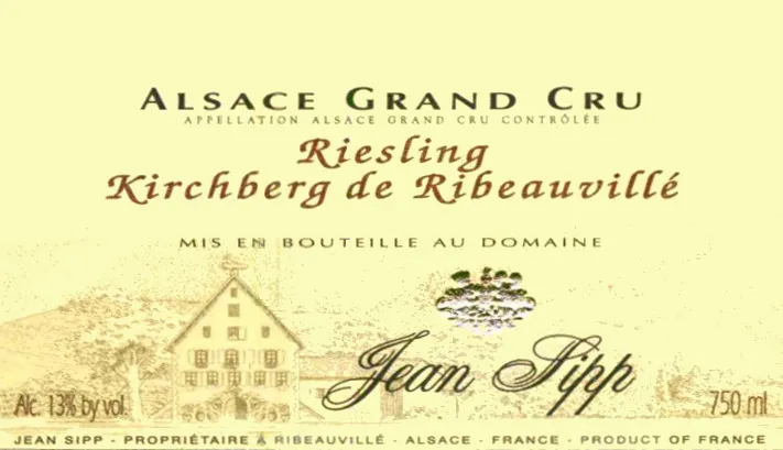 Alsace Kirchberg de Ribeauville Grand Cru Riesling Bottle