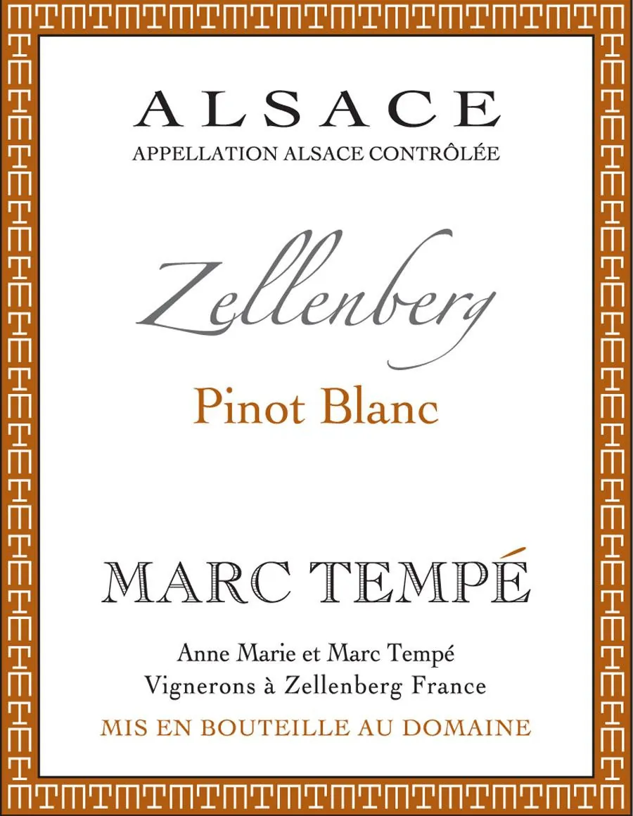 Marc Tempe Zellenberg Pinot Blanc Bottle