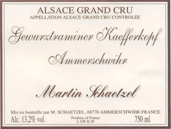 Alsace Kaefferkopf Grand Cru Gewurztraminer Bottle