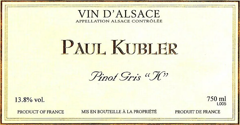 K Pinot Gris Bottle