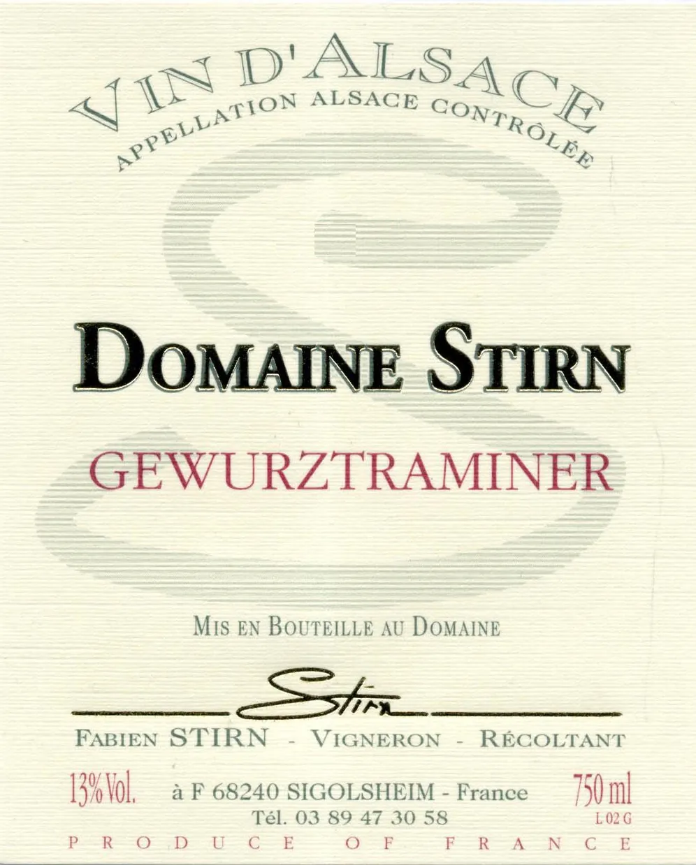 Gewurztraminer Bottle