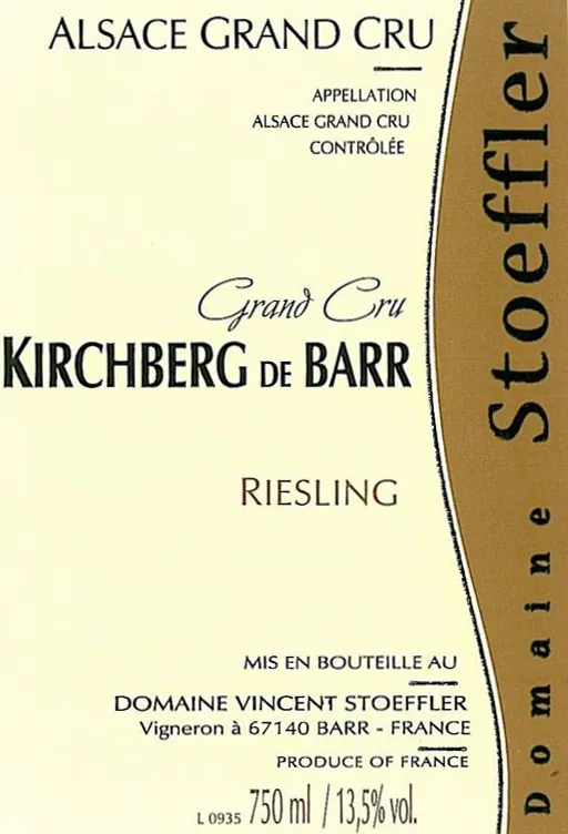 Alsace Kirchberg de Barr Grand Cru Riesling Bottle