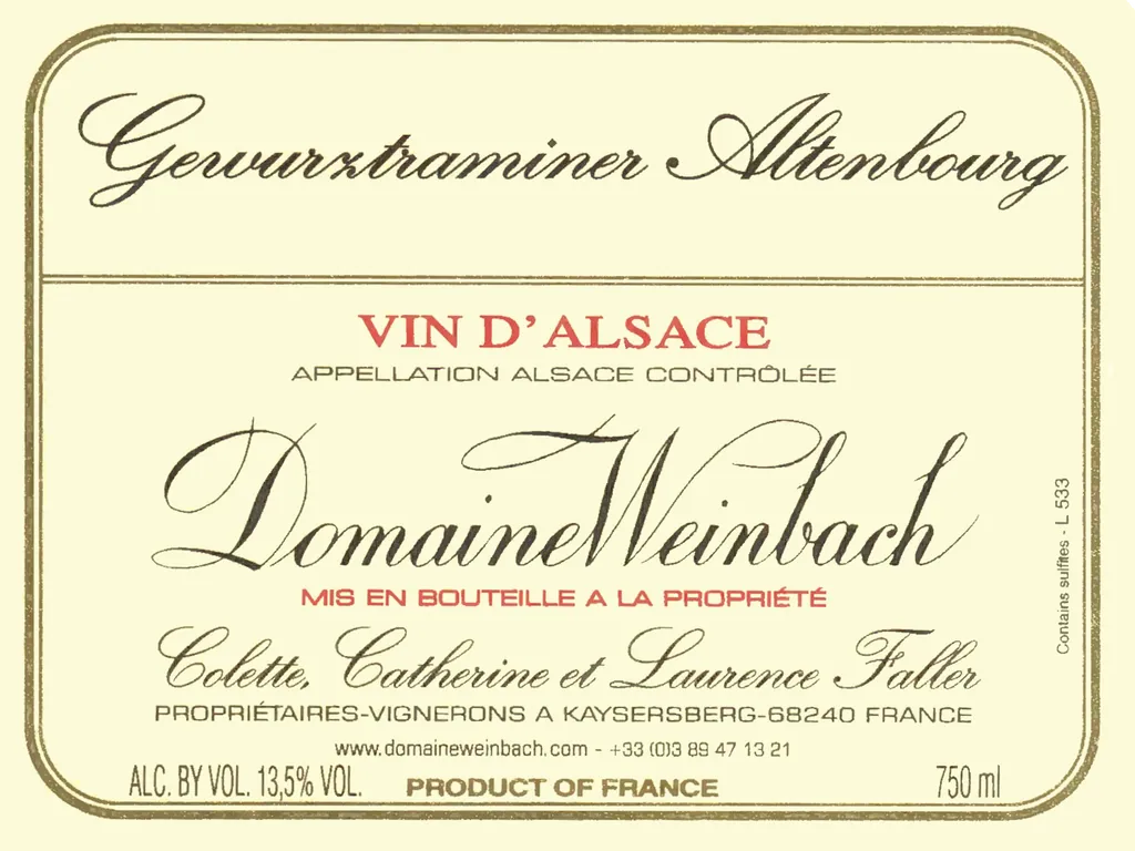 Altenbourg Gewurztraminer Bottle
