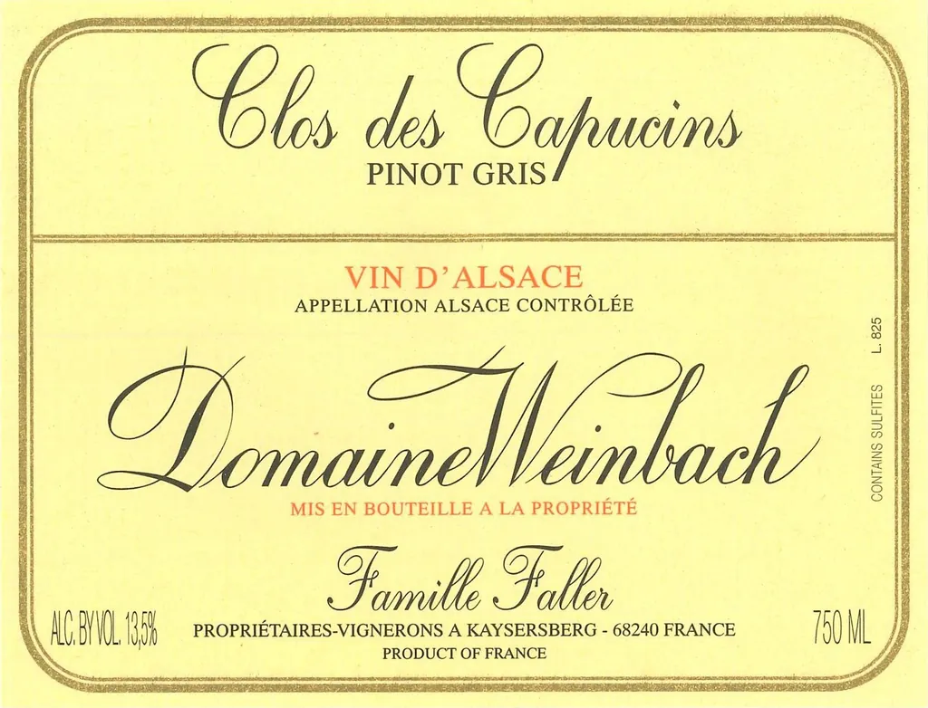 Clos des Capucins Pinot Gris Bottle