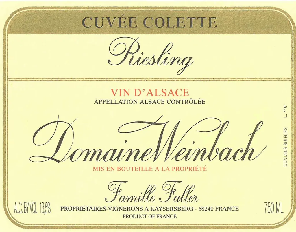 Cuvee Colette Riesling Bottle