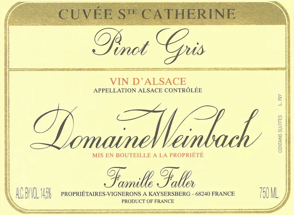 Cuvee Sainte Catherine Pinot Gris Bottle