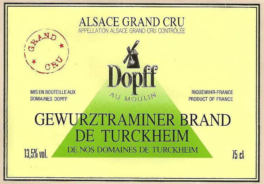 Alsace Brand de Turckheim Grand Cru Gewurztraminer Bottle