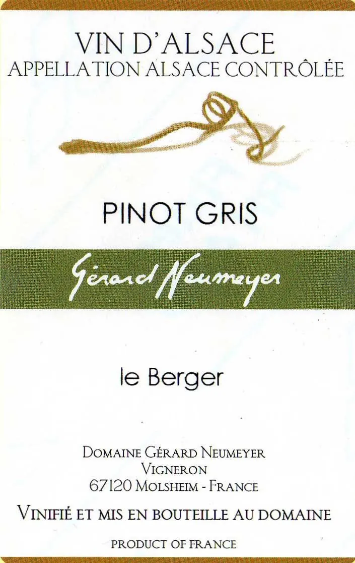 Le Berger Pinot Gris Bottle