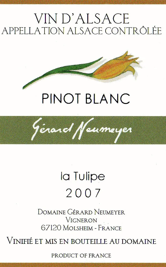 Tulipe Pinot Blanc Bottle