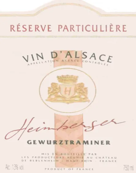 Reserve Particuliere Gewurztraminer Bottle