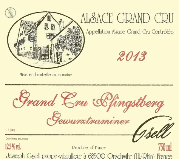 Alsace Pfingstberg Grand Cru Gewurztraminer Bottle